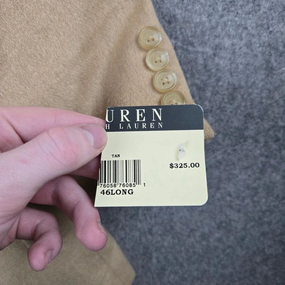 Lauren Ralph Lauren Sport Coat Mens 46L Tan 100% Camel Hair Blazer Luxury New